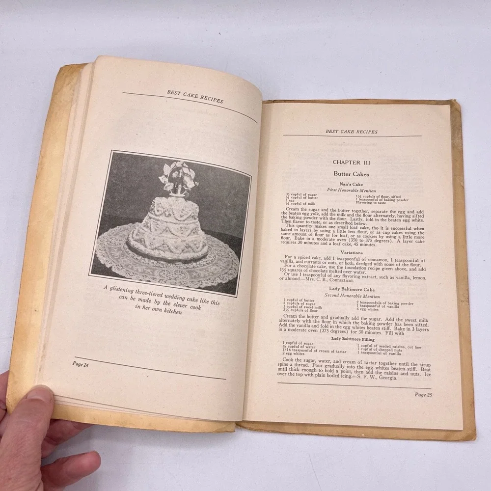 Meredith Publishing Best Cake Recipes Unisex OS Tan 1930 Antique Cookbook BHG